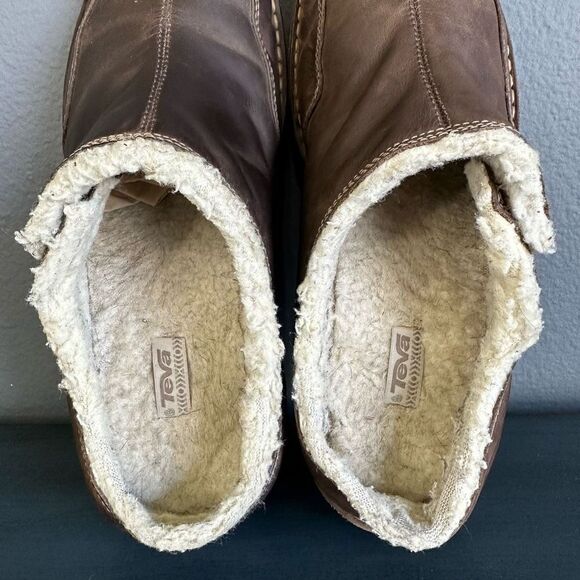 Teva Leather Shearling Slip On Brown - Picture 6 of 8
